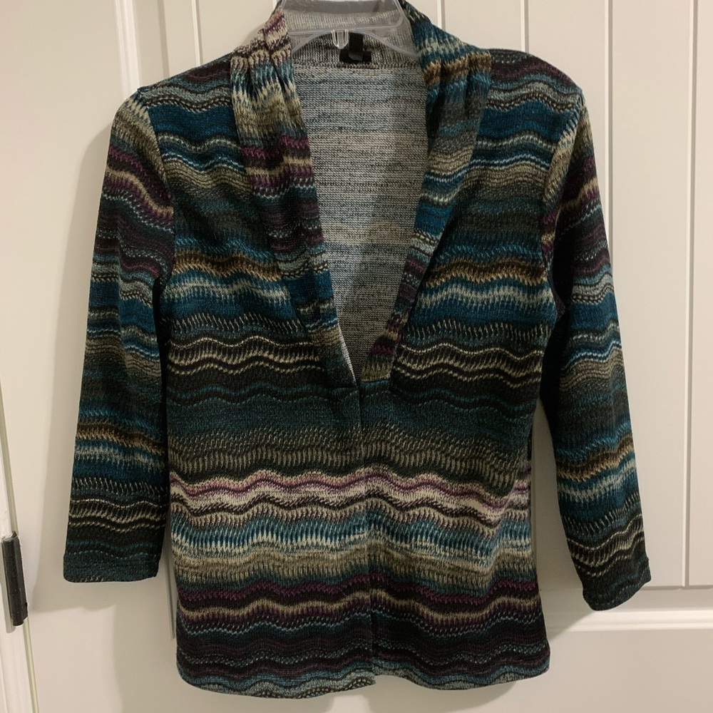 RAFAELLA Open Shawl Cardigan Topper  Sweater Teal Green PS